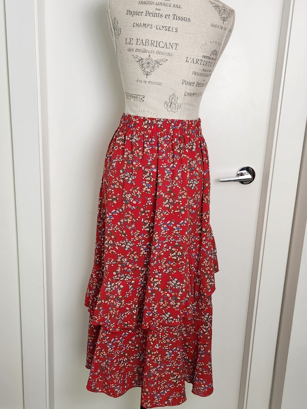 Floral Split Ruffle Midi Maxi Skirt - Picture 6 of 9
